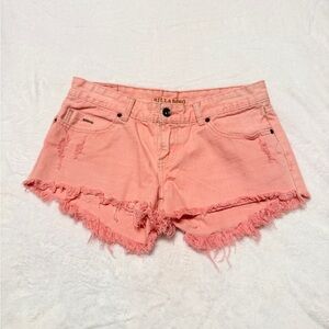 Billabong Pink Jean Size 7 Shorts Distressed Frayed Hem